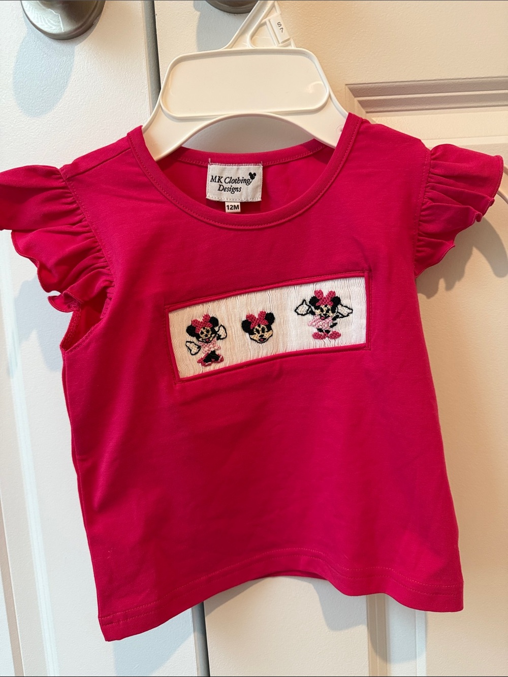 Toddler Pink Ruffle Sleeve Top - Minnie Motif
